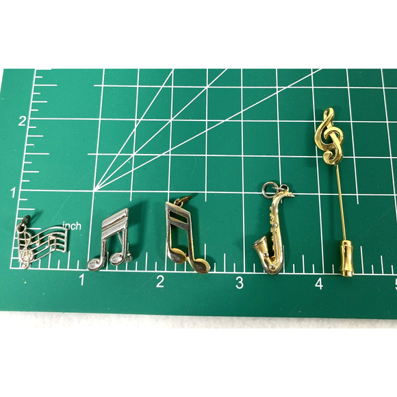 Lot of 5 Stick Pin‎ Charms Musical Notes Pin Vintage Jewelry Gift - Picture 3 of 4